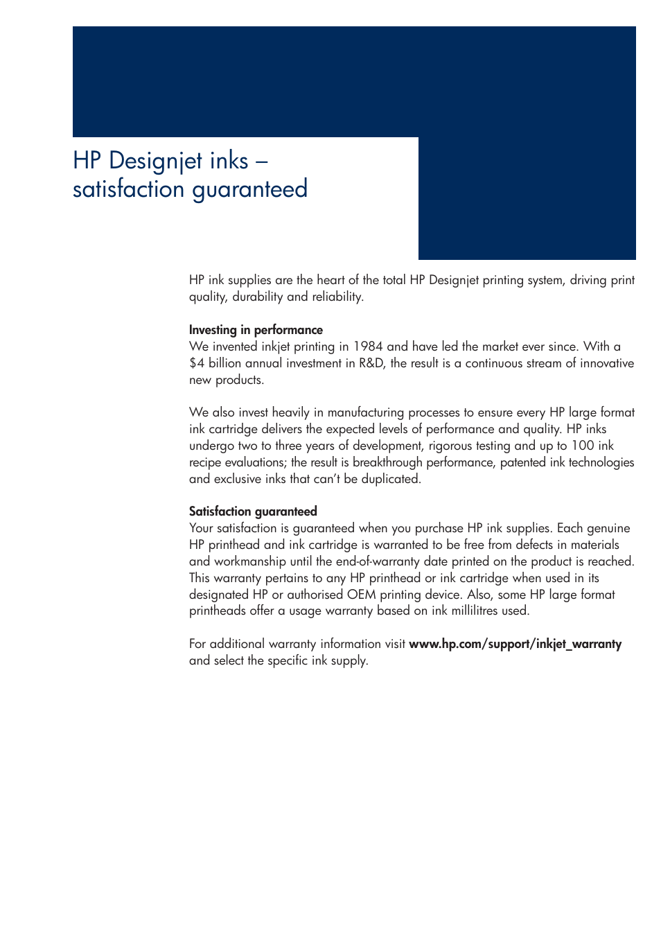 Hp designjet inks – satisfaction guaranteed | HP 200T User Manual | Page 153 / 174