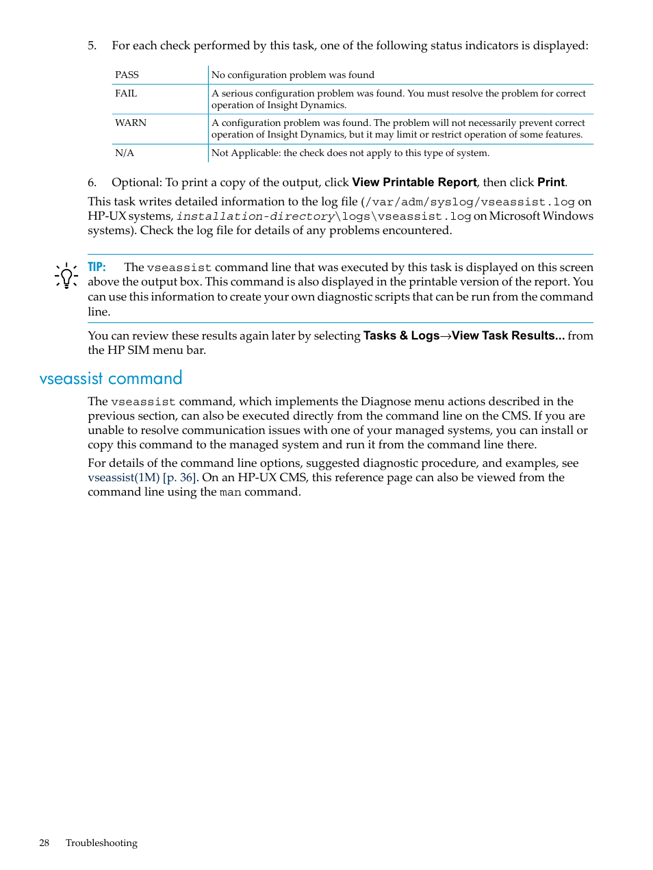 Vseassist command | HP INSIGHT DYNAMICS T8671-91017 User Manual | Page 28 / 54