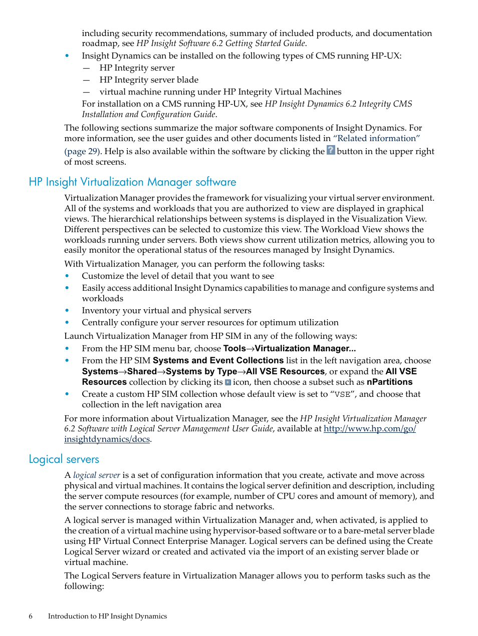 Hp insight virtualization manager software, Logical servers | HP INSIGHT DYNAMICS T8671-91017 User Manual | Page 6 / 54
