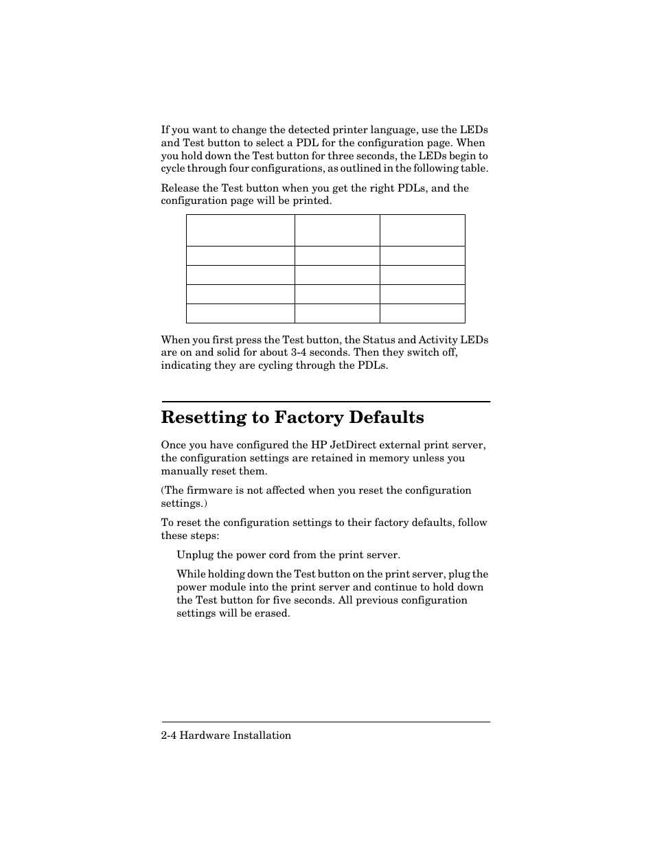 Resetting to factory defaults, Resetting to factory defaults -4 | HP 170X User Manual | Page 20 / 30