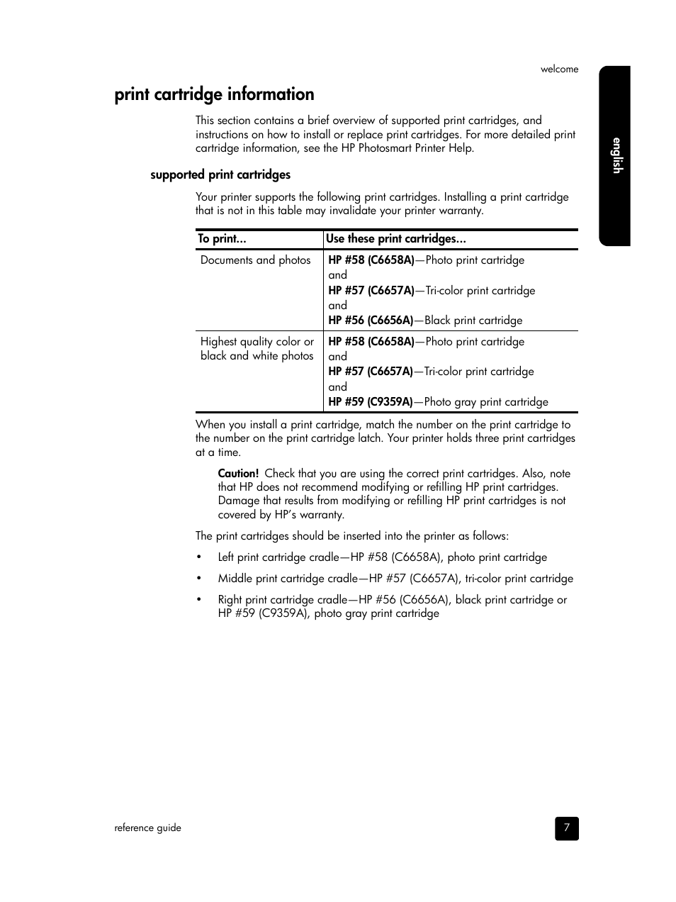 Print cartridge information | HP PHOTOSMART 7900 User Manual | Page 9 / 28