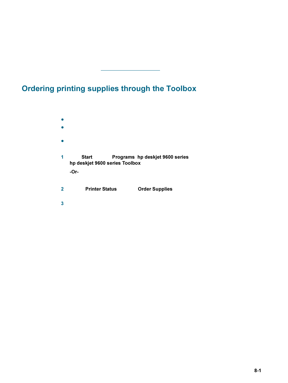 Hp supplies and accessories, Ordering printing supplies through the toolbox, Ordering printing supplies through the toolbox -1 | Supplies and accessories, Hp supplies and, Accessories, Ordering printing, Supplies through the toolbox | HP 9600 Series User Manual | Page 108 / 123