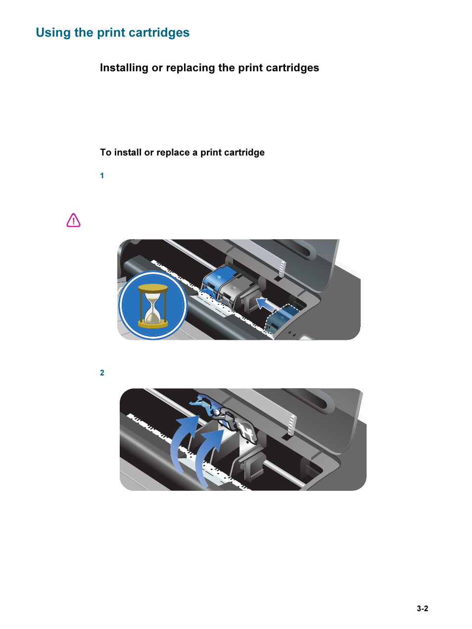 Using the print cartridges, Installing or replacing the print cartridges, Using the print cartridges -2 | Installing or replacing the print cartridges -2 | HP 9600 Series User Manual | Page 26 / 123