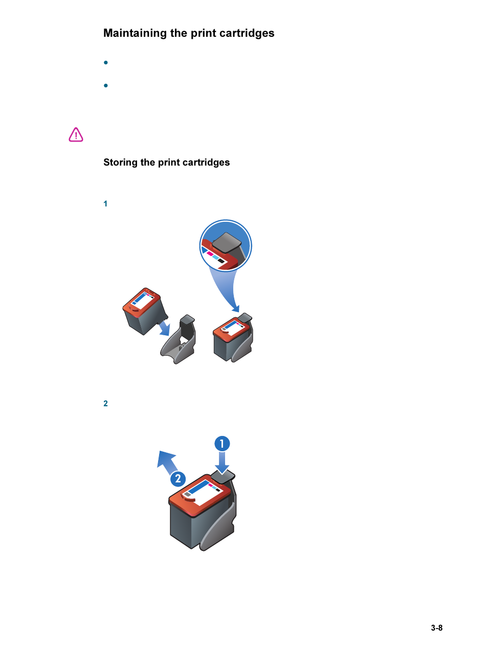 Maintaining the print cartridges, Storing the print cartridges, Maintaining the print cartridges -8 | Storing the print cartridges -8 | HP 9600 Series User Manual | Page 32 / 123