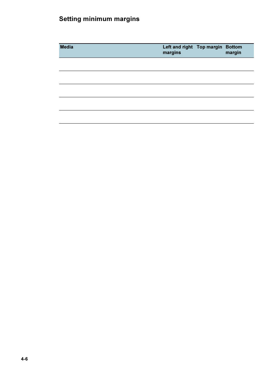 Setting minimum margins, Setting minimum margins -6 | HP 9600 Series User Manual | Page 39 / 123