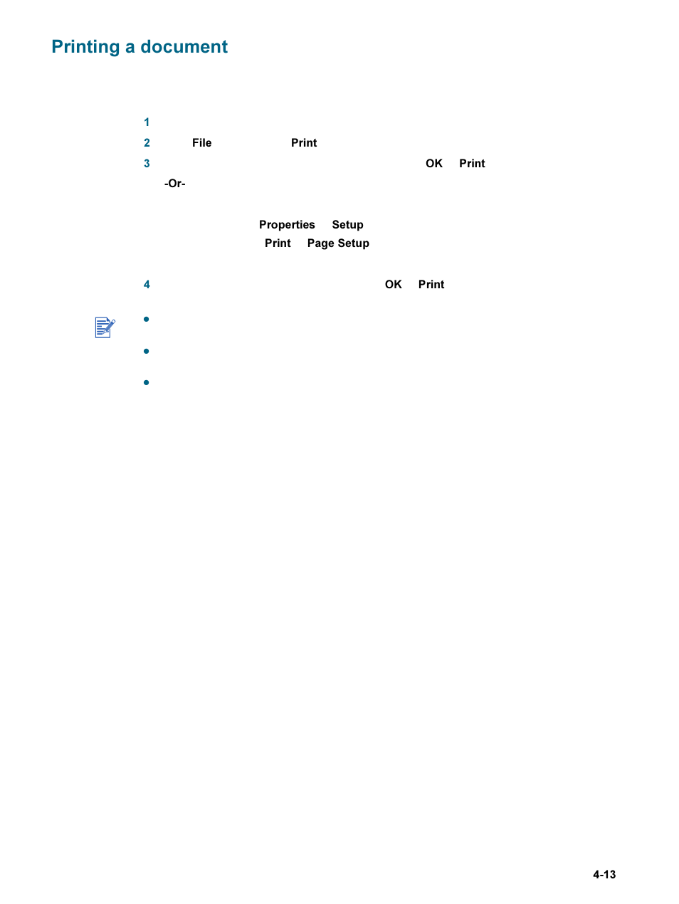 Printing a document, Printing a document -13 | HP 9600 Series User Manual | Page 46 / 123