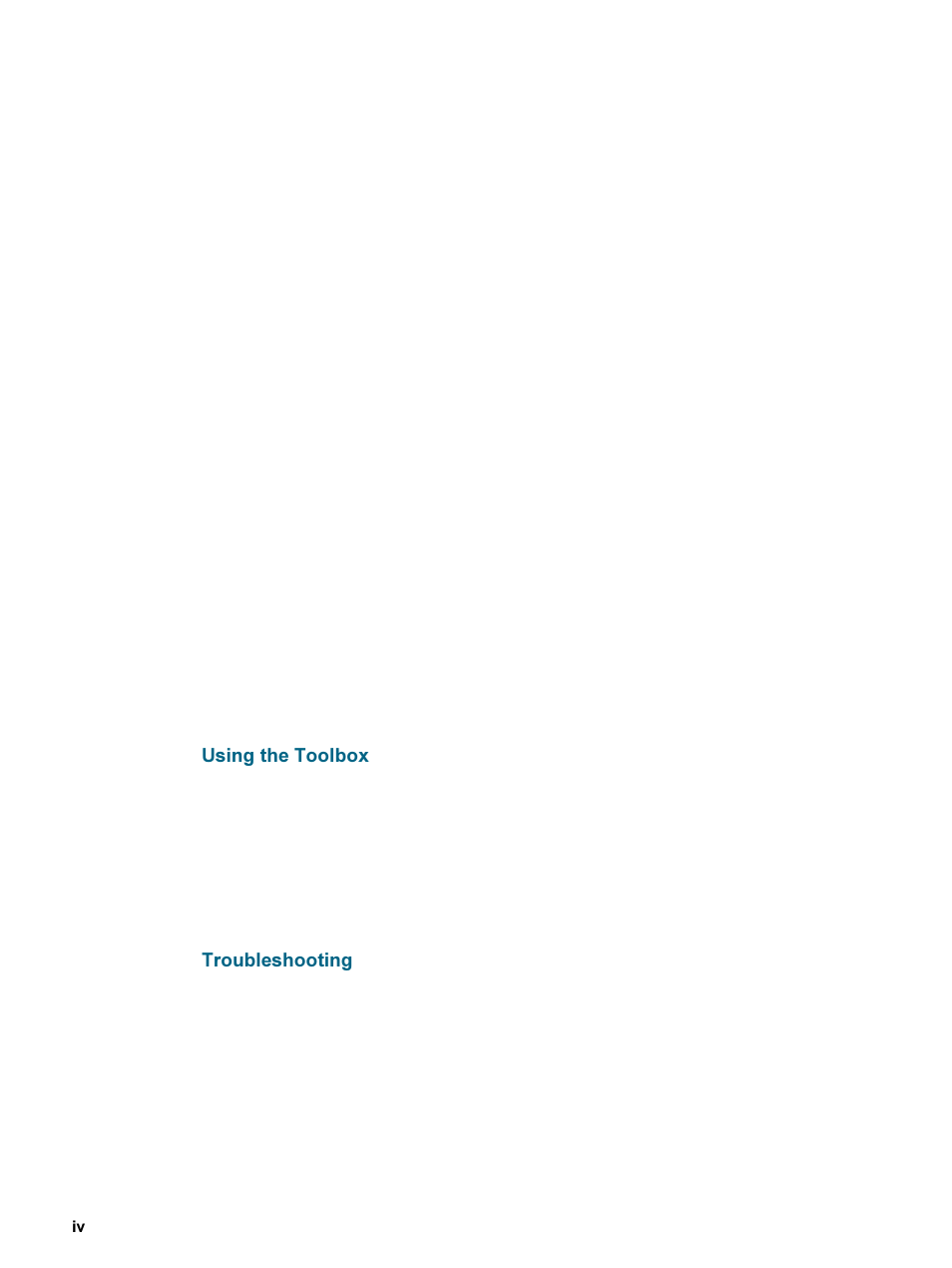 Using the toolbox, Troubleshooting | HP 9600 Series User Manual | Page 5 / 123