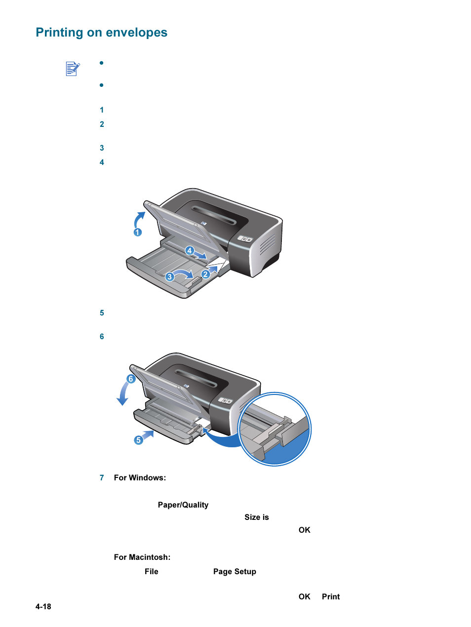 Printing on envelopes, Printing on envelopes -18 | HP 9600 Series User Manual | Page 51 / 123