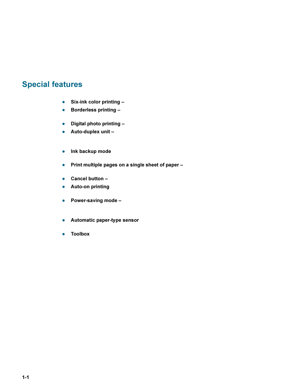 Welcome, Special features, Special features -1 | HP 9600 Series User Manual | Page 7 / 123