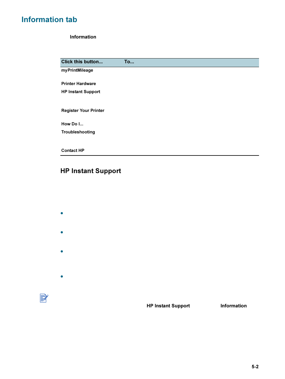 Information tab, Hp instant support, Information tab -2 | Hp instant support -2 | HP 9600 Series User Manual | Page 72 / 123