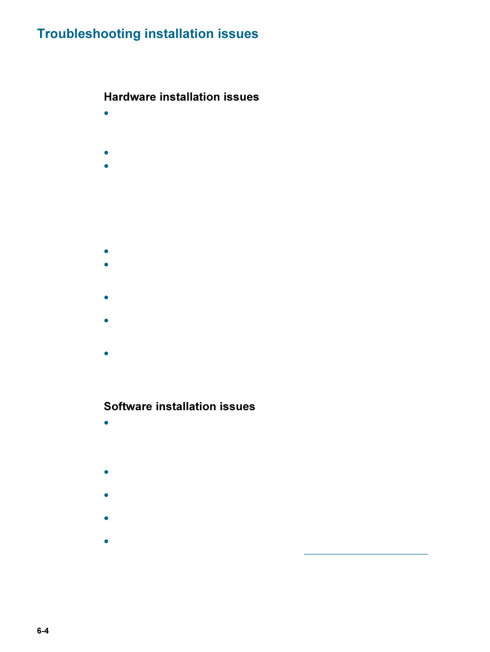 Troubleshooting installation issues, Hardware installation issues, Software installation issues | Troubleshooting installation issues -4, Troubleshooting installation, Issues | HP 9600 Series User Manual | Page 79 / 123