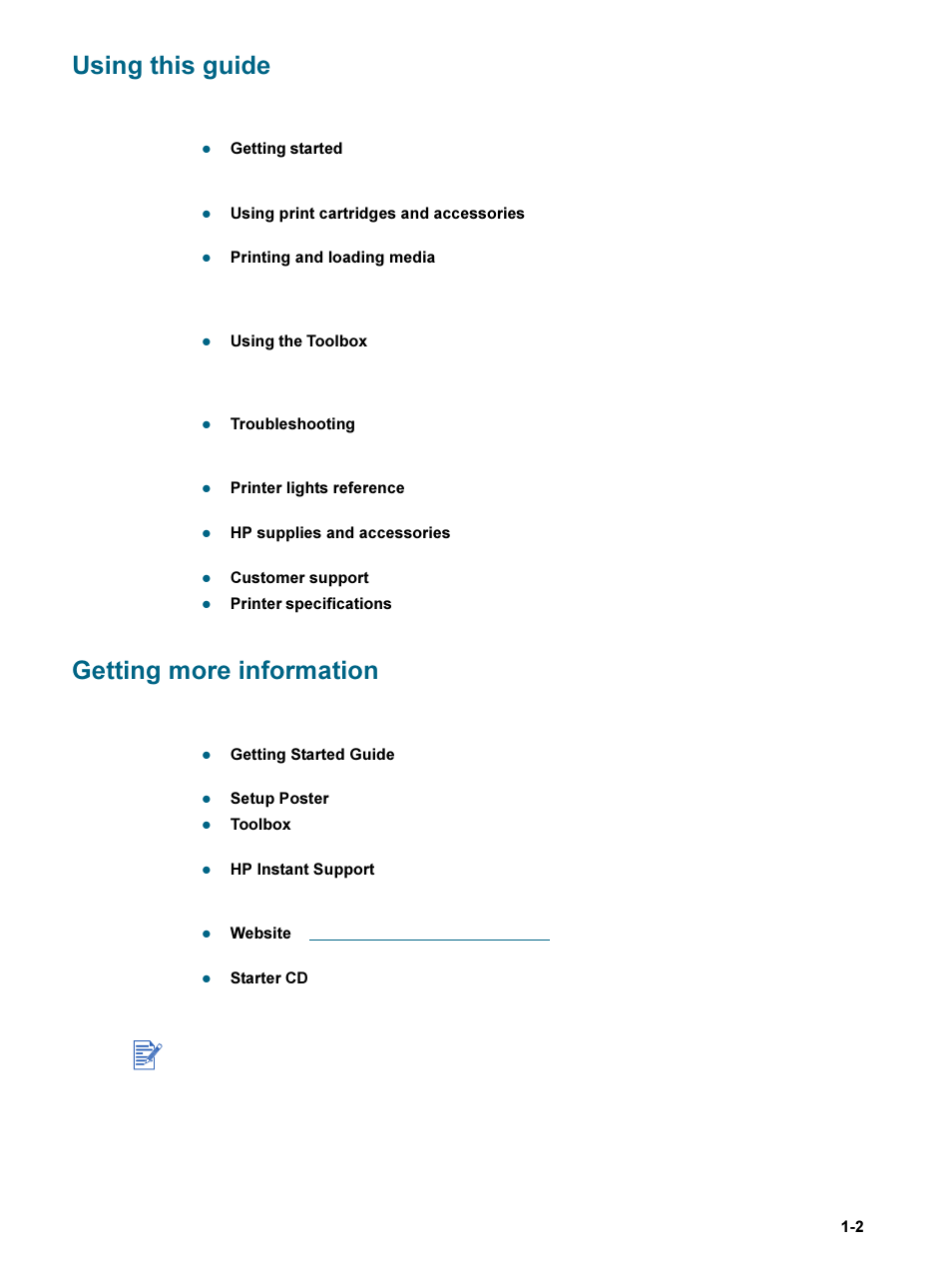 Using this guide, Getting more information, Using this guide -2 getting more information -2 | HP 9600 Series User Manual | Page 8 / 123