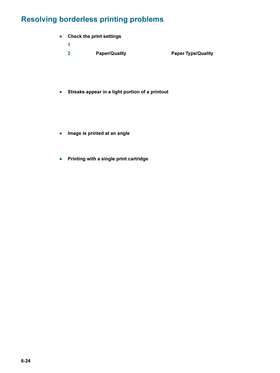 Resolving borderless printing problems, Resolving borderless printing problems -24 | HP 9600 Series User Manual | Page 99 / 123