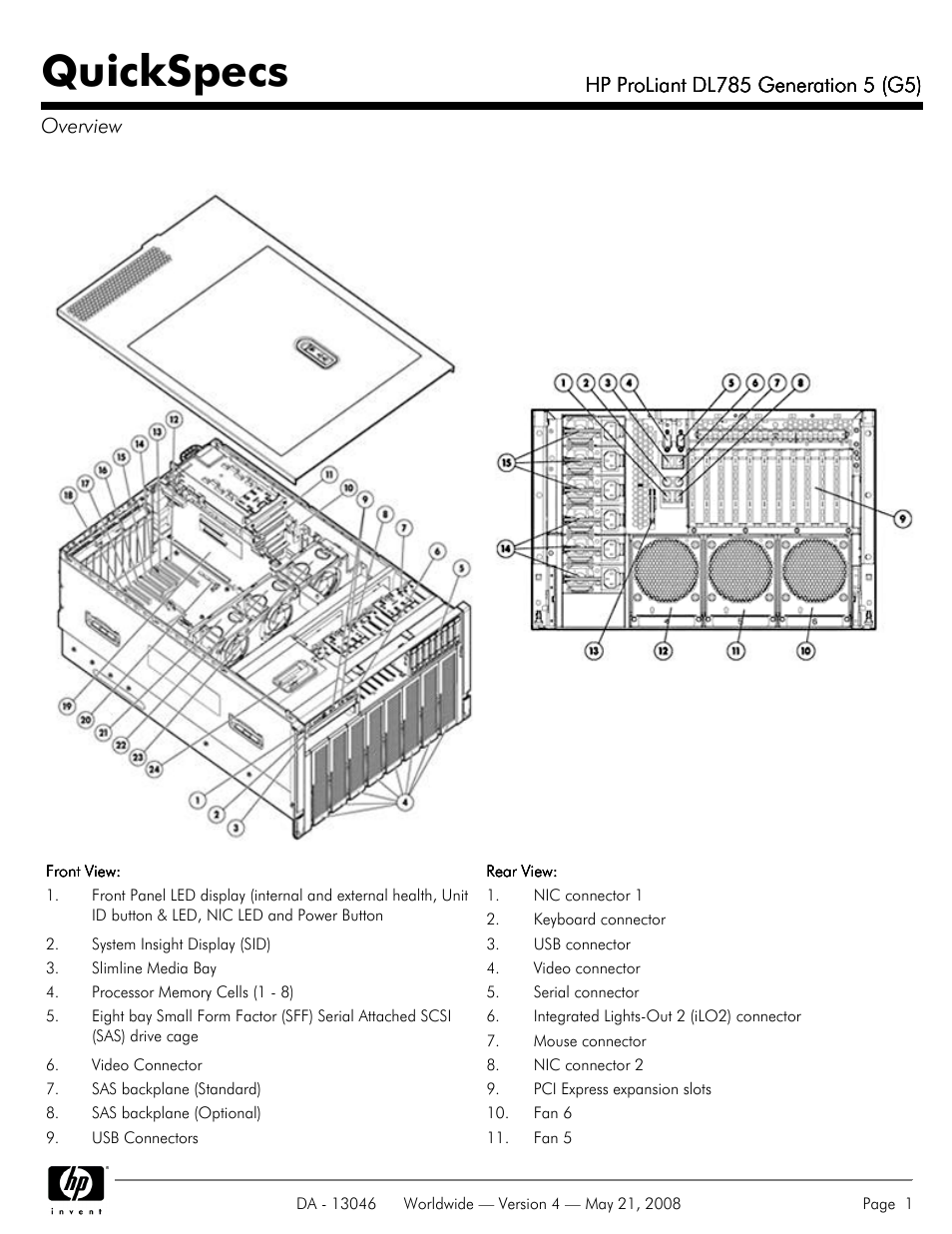HP ProLiant DL785 User Manual | 42 pages