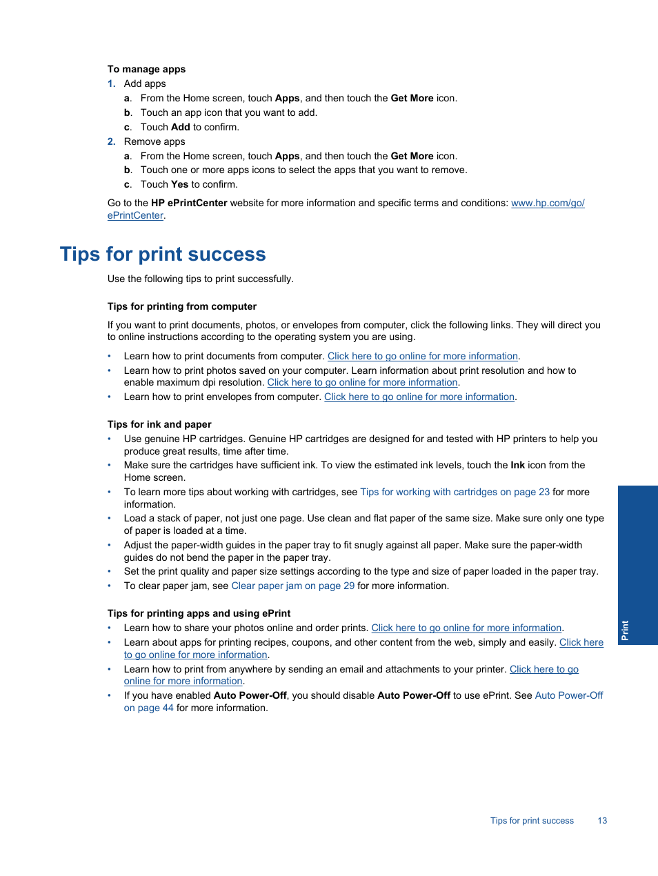 Tips for print success | HP 5510 User Manual | Page 15 / 52