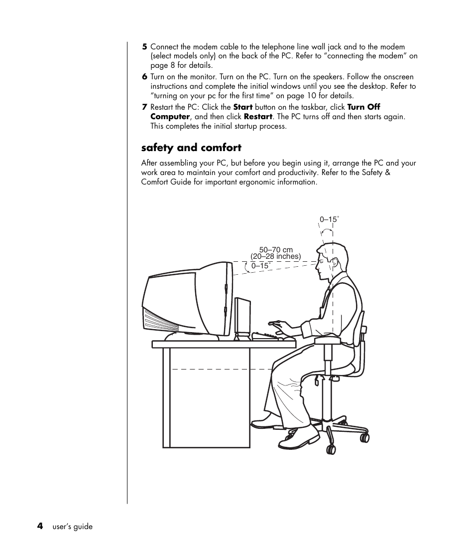 Safety and comfort | HP HB4 User Manual | Page 10 / 106