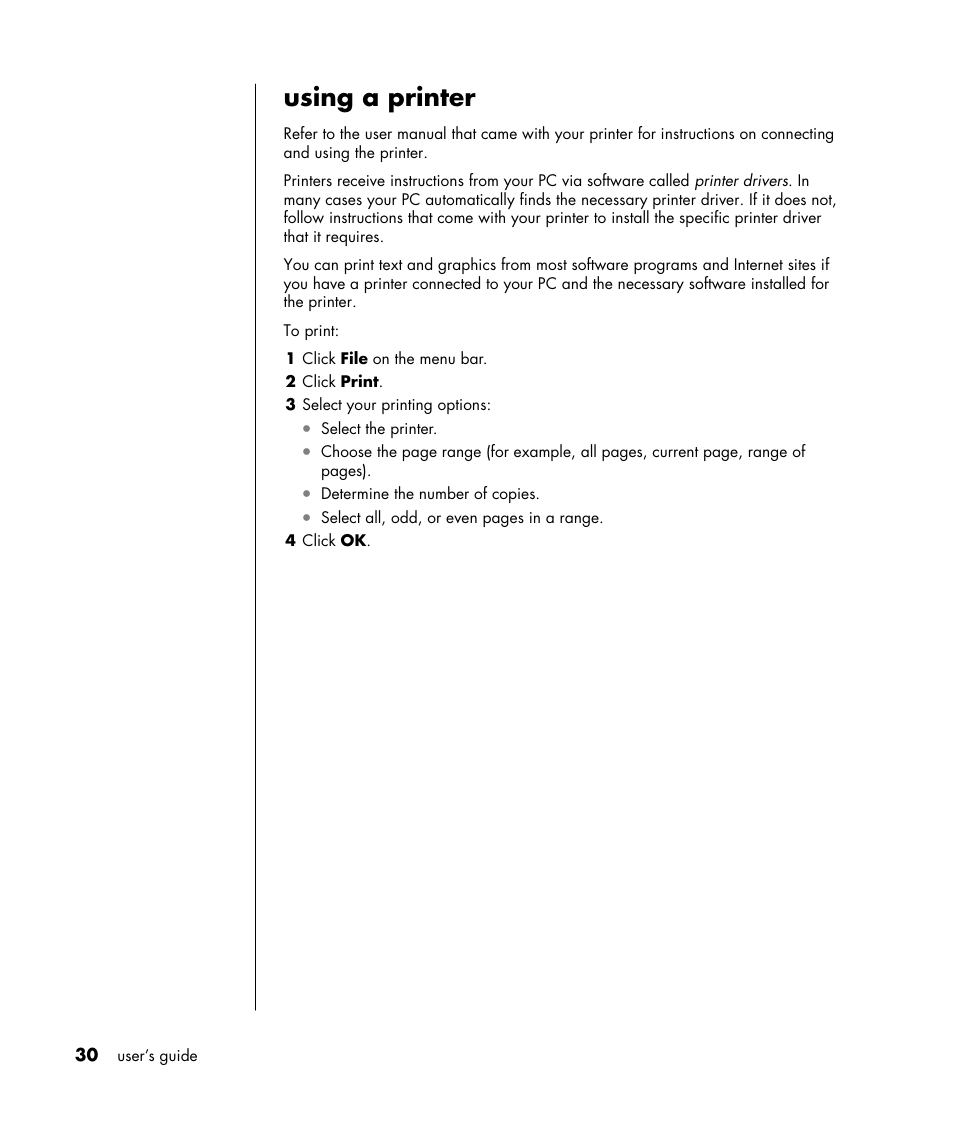 Using a printer | HP HB4 User Manual | Page 36 / 106