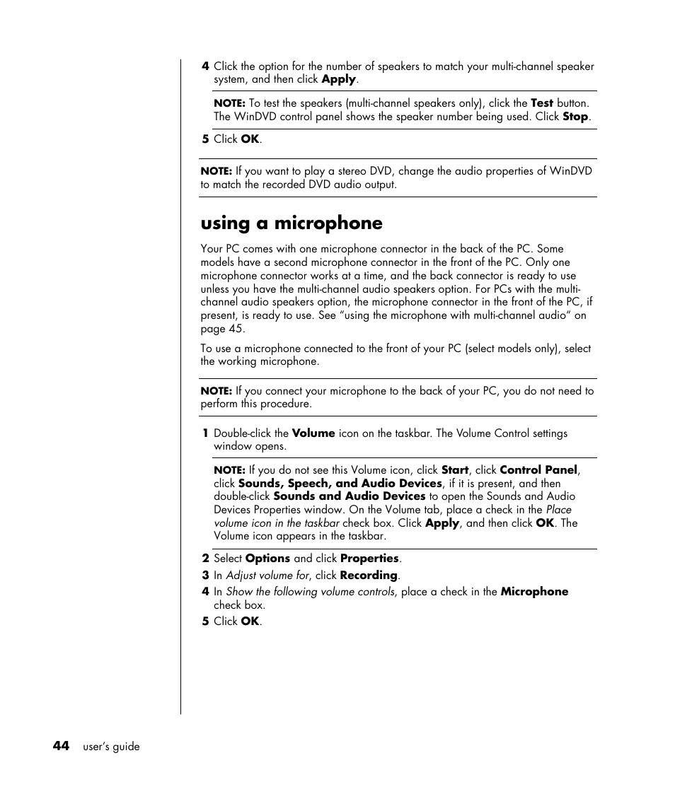 Using a microphone | HP HB4 User Manual | Page 50 / 106