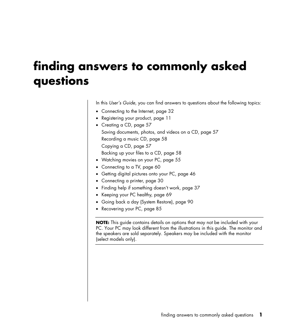 Finding answers to commonly asked questions | HP HB4 User Manual | Page 7 / 106