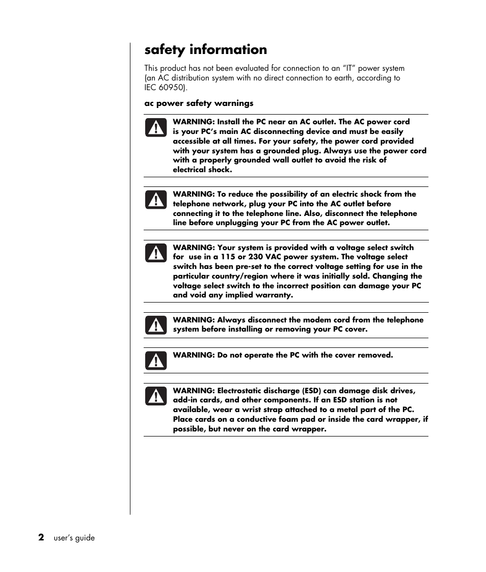 Safety information | HP HB4 User Manual | Page 8 / 106