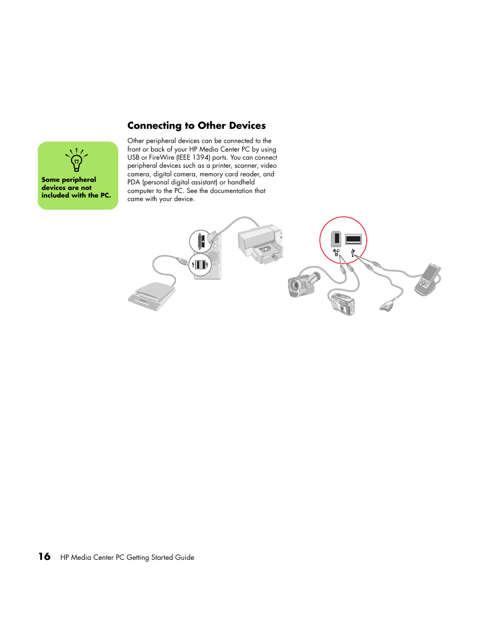 Connecting to other devices | HP Media Center PC User Manual | Page 20 / 86
