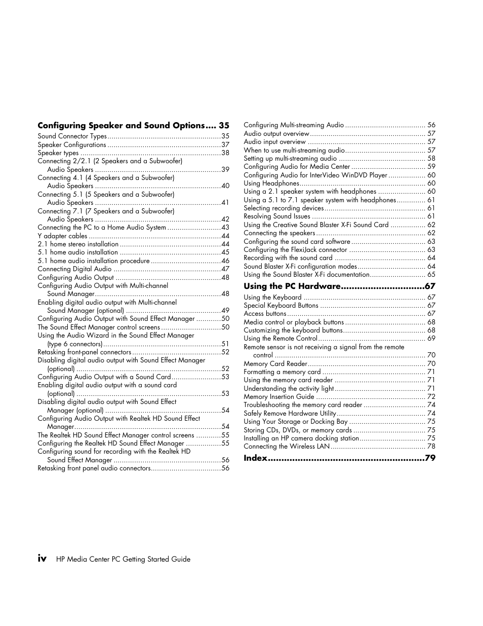 HP Media Center PC User Manual | Page 4 / 86