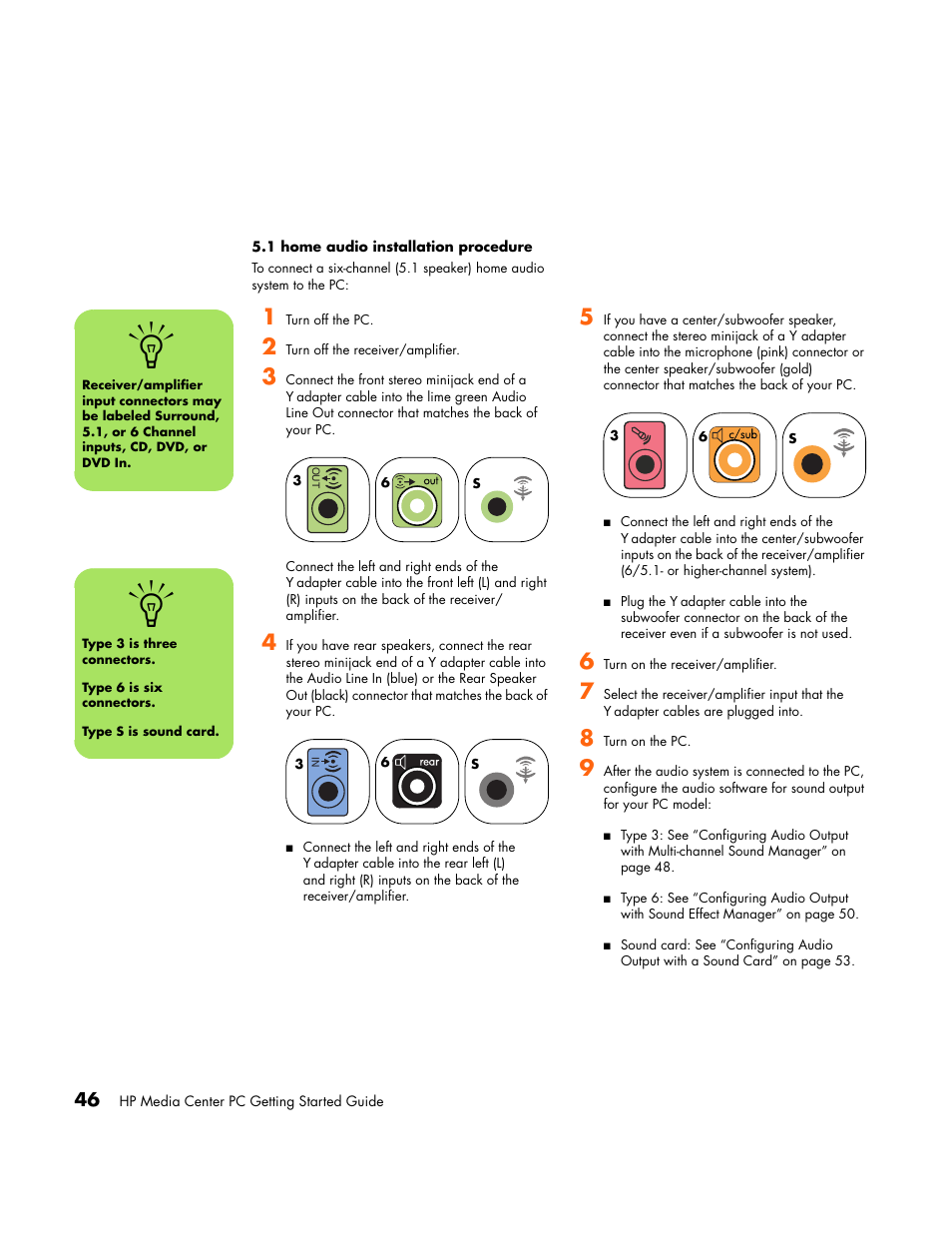 1 home audio installation procedure | HP Media Center PC User Manual | Page 50 / 86