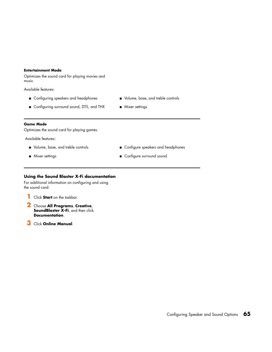 Using the sound blaster x-fi documentation | HP Media Center PC User Manual | Page 69 / 86