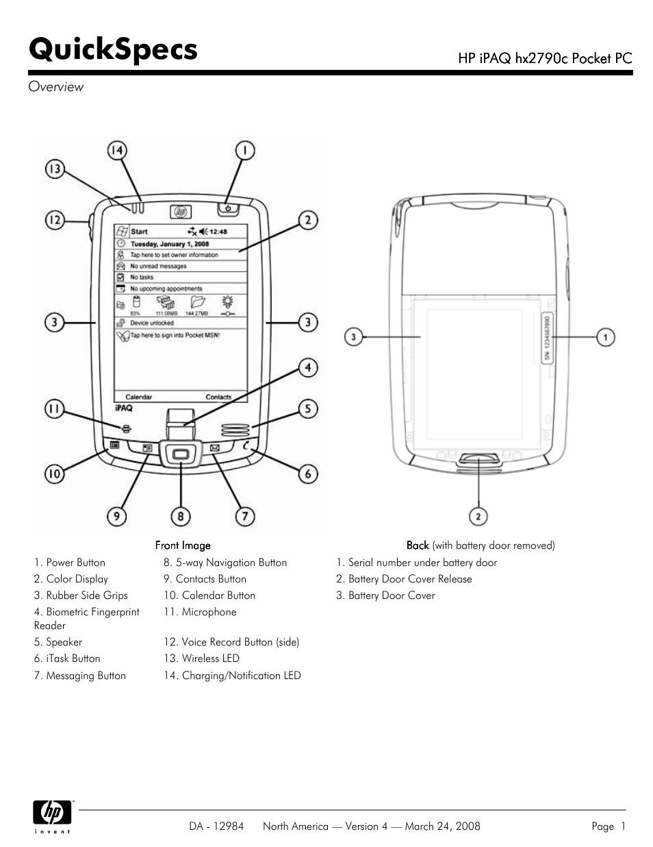 HP iPAQ hx2790c User Manual | 10 pages