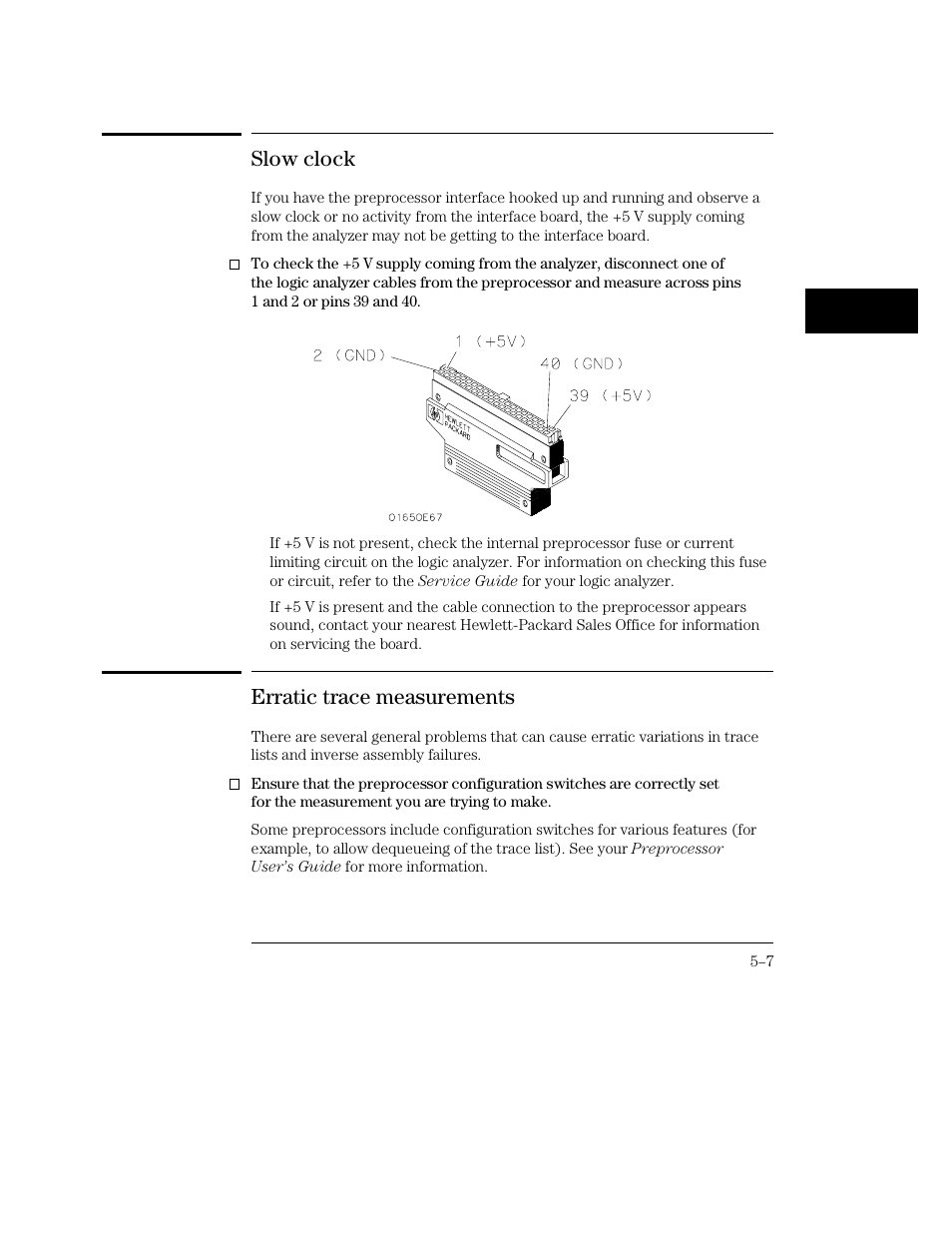 Slow clock, Erratic trace measurements | HP 16500C User Manual | Page 103 / 130