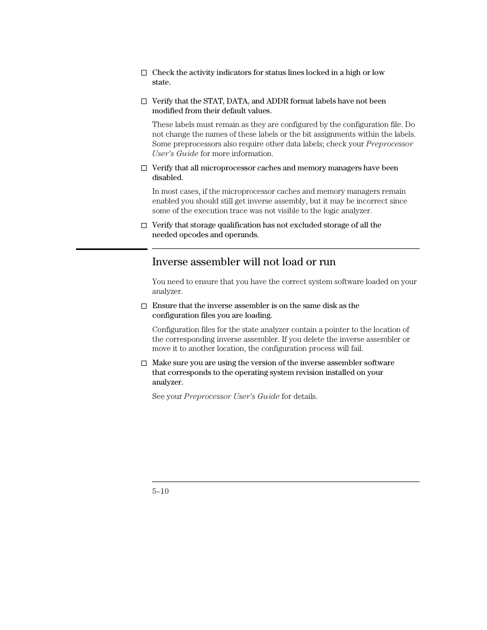 Inverse assembler will not load or run | HP 16500C User Manual | Page 106 / 130
