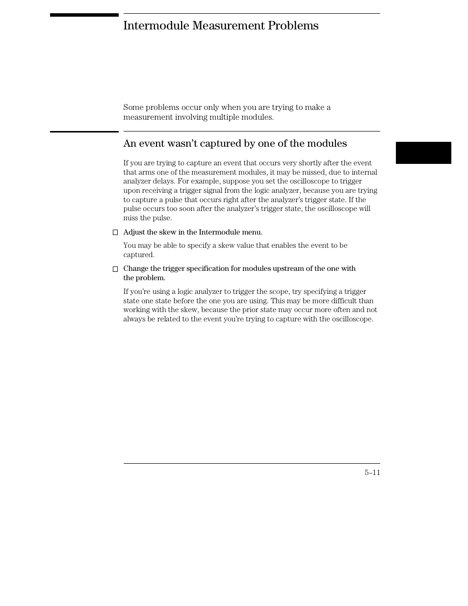 Intermodule measurement problems, An event wasn’t captured by one of the modules | HP 16500C User Manual | Page 107 / 130