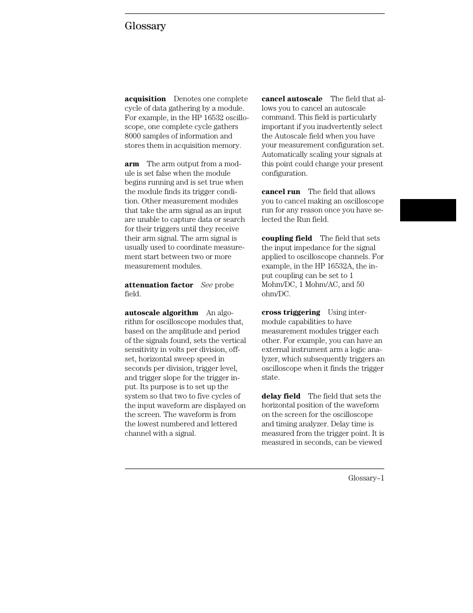 Glossary | HP 16500C User Manual | Page 117 / 130