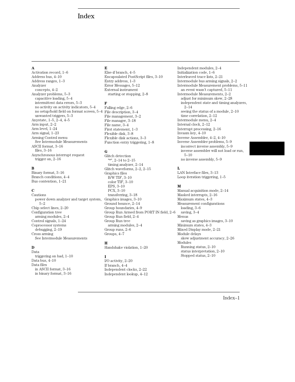 Index | HP 16500C User Manual | Page 125 / 130