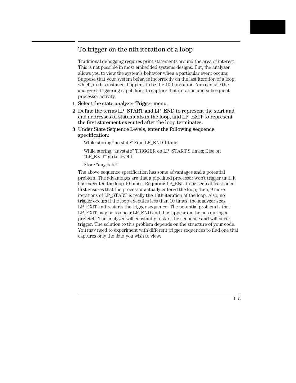 To trigger on the nth iteration of a loop | HP 16500C User Manual | Page 15 / 130