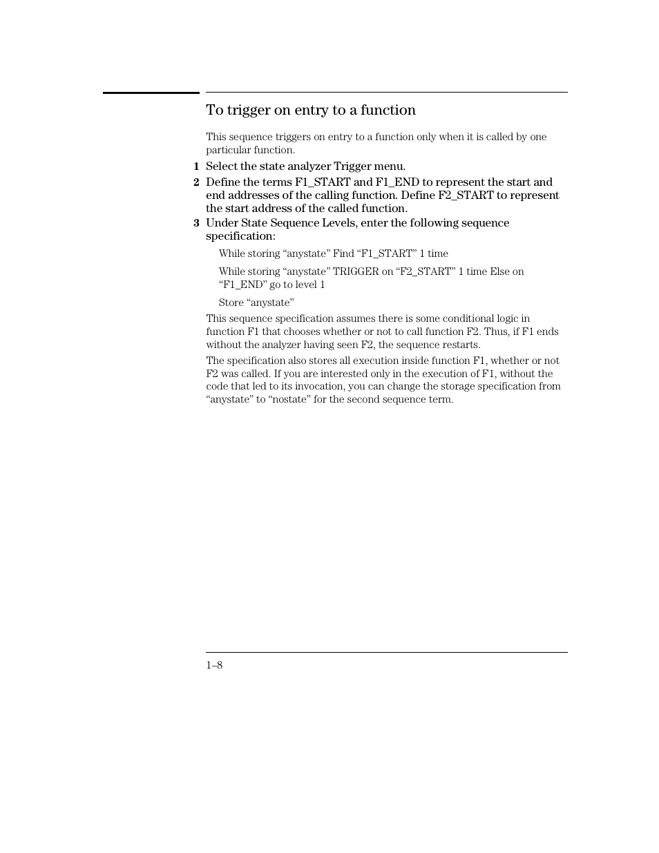 To trigger on entry to a function | HP 16500C User Manual | Page 18 / 130