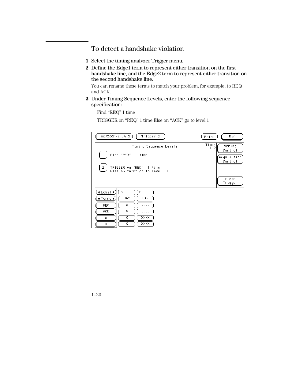 To detect a handshake violation | HP 16500C User Manual | Page 30 / 130