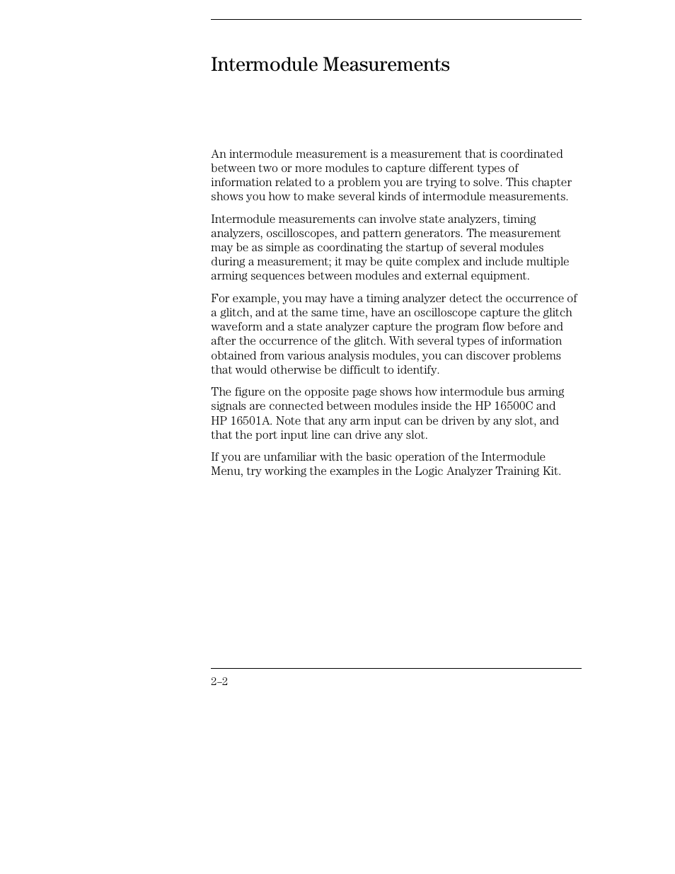 Intermodule measurements | HP 16500C User Manual | Page 36 / 130