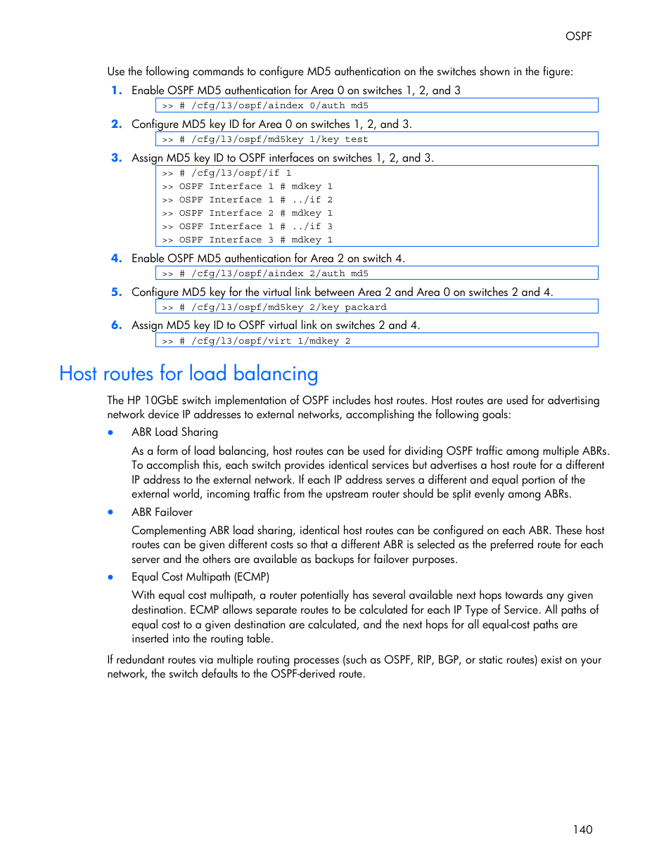 Host routes for load balancing | HP 445946-001 User Manual | Page 140 / 198