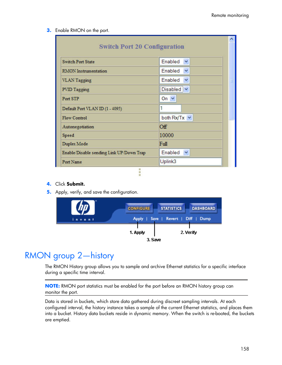 Rmon group 2—history | HP 445946-001 User Manual | Page 158 / 198