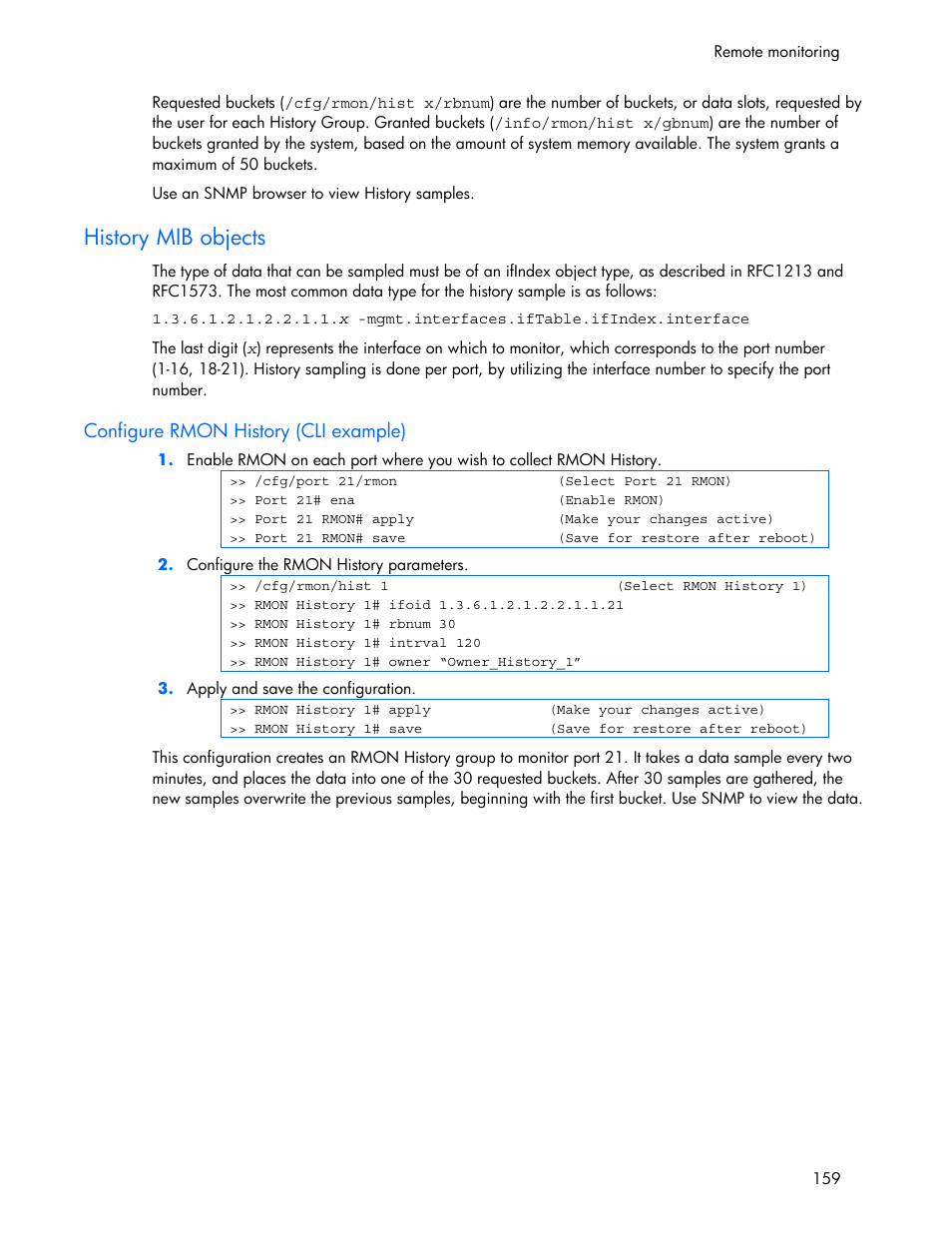 History mib objects | HP 445946-001 User Manual | Page 159 / 198
