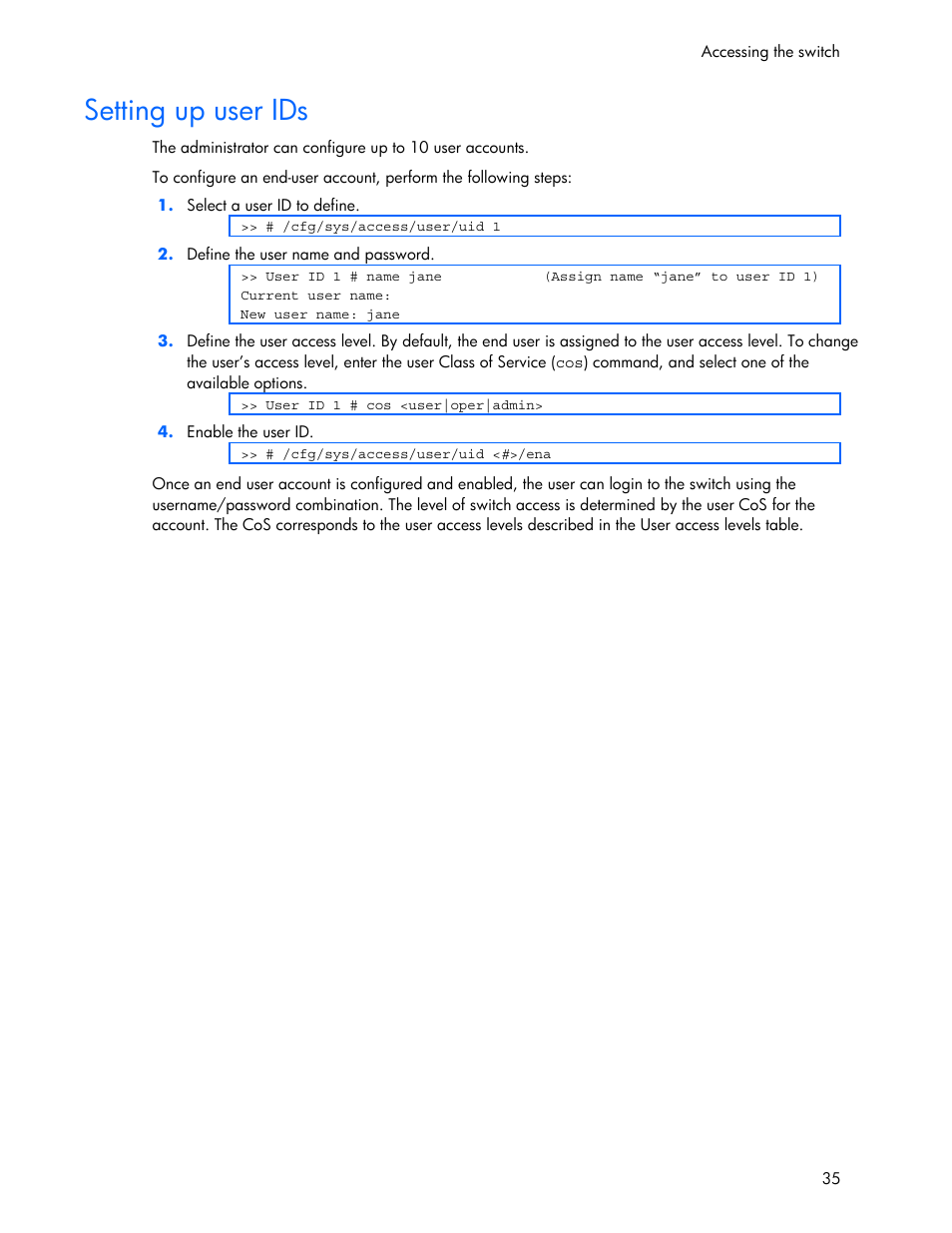 Setting up user ids | HP 445946-001 User Manual | Page 35 / 198