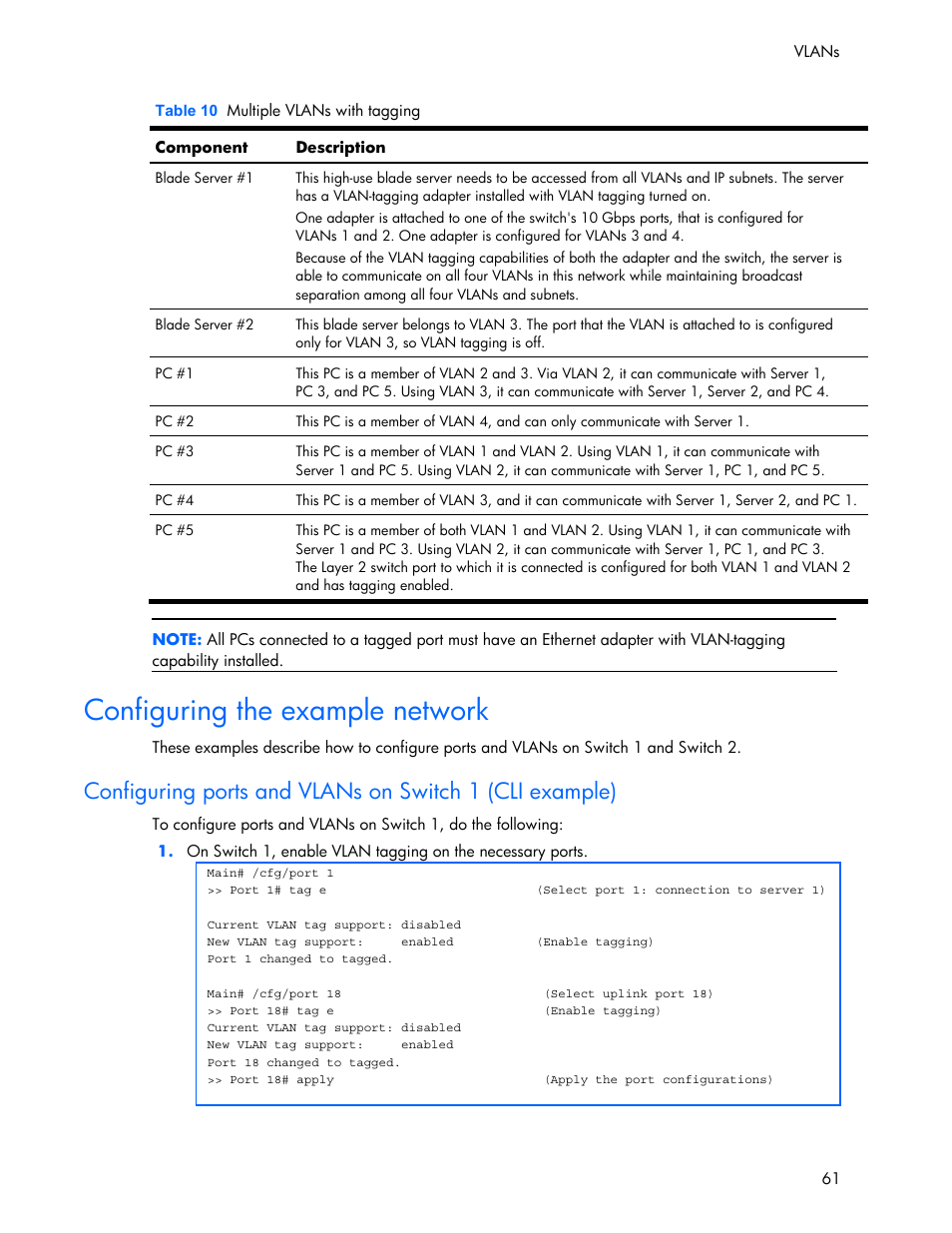Configuring the example network | HP 445946-001 User Manual | Page 61 / 198