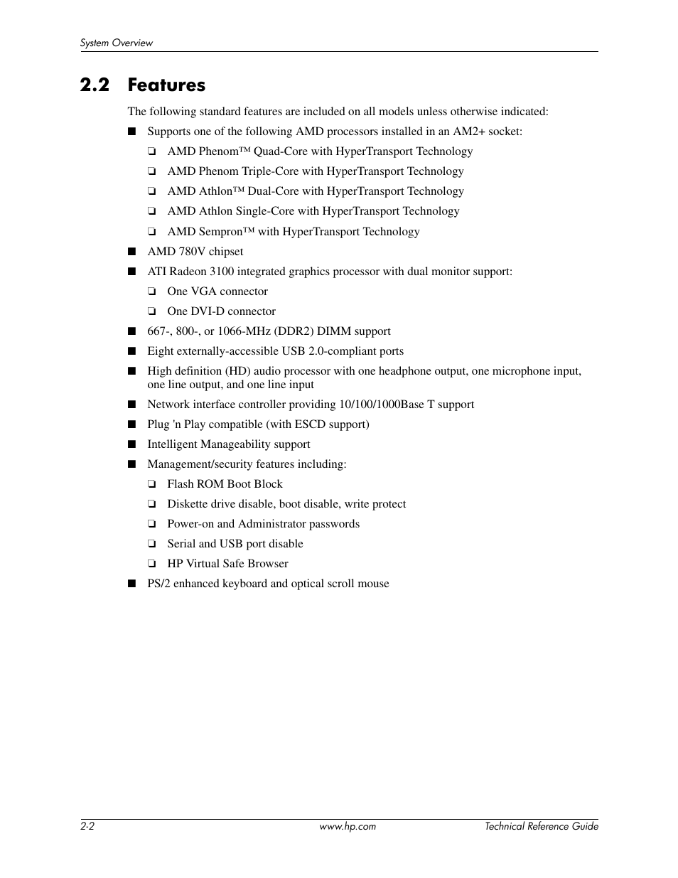 2 features | HP DC5850 User Manual | Page 18 / 114