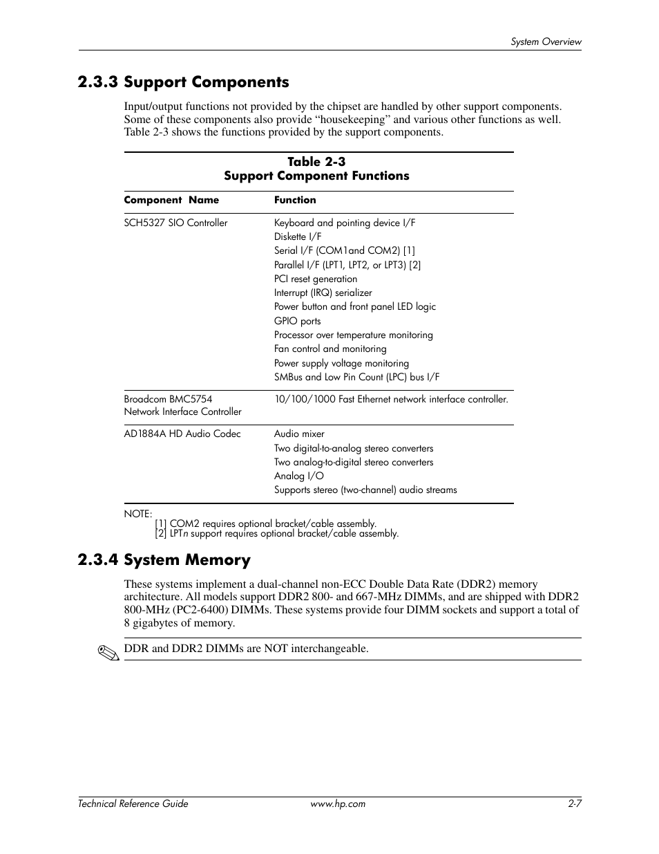 3 support components, 4 system memory | HP DC5850 User Manual | Page 23 / 114