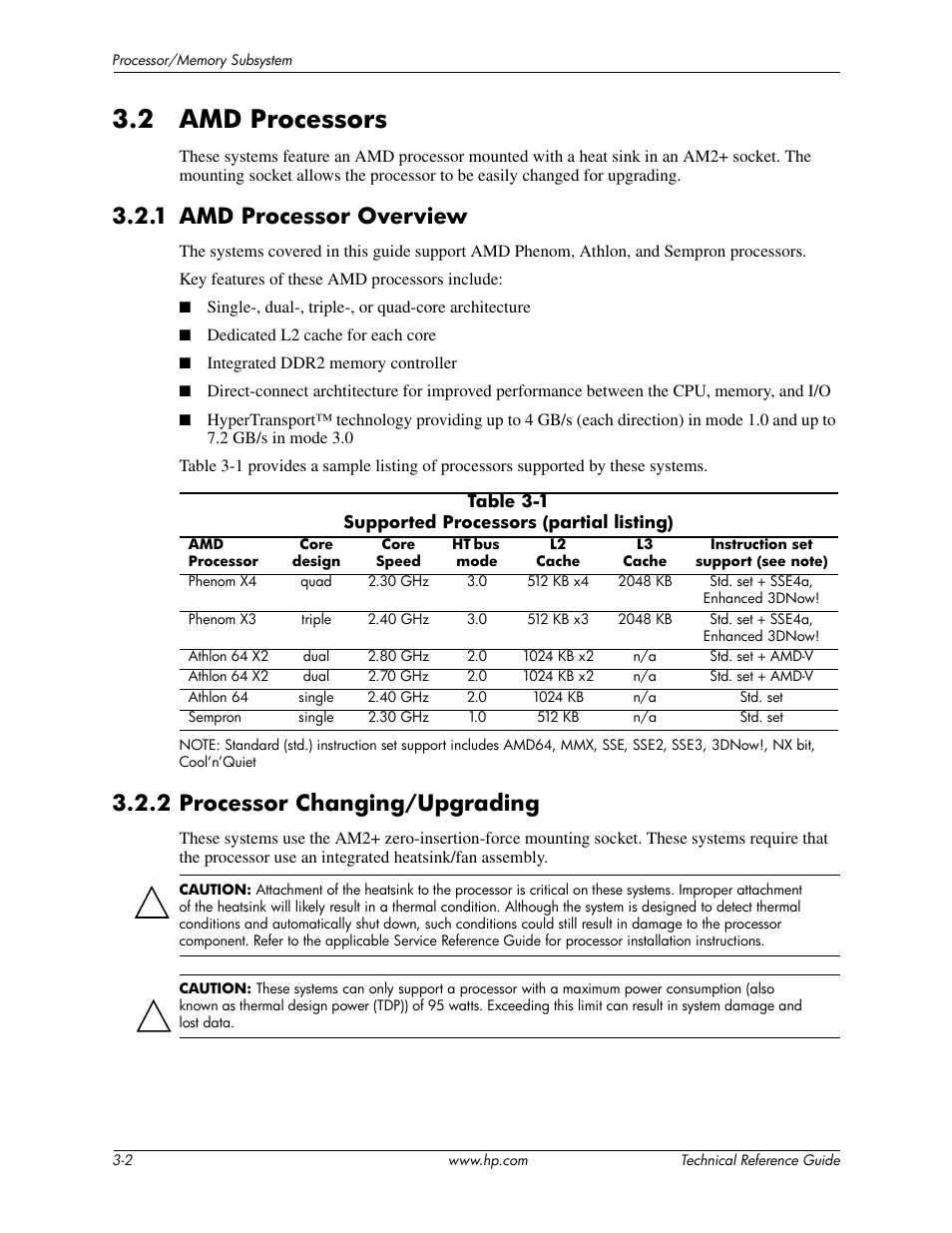 2 amd processors, 1 amd processor overview, 2 processor changing/upgrading | HP DC5850 User Manual | Page 30 / 114