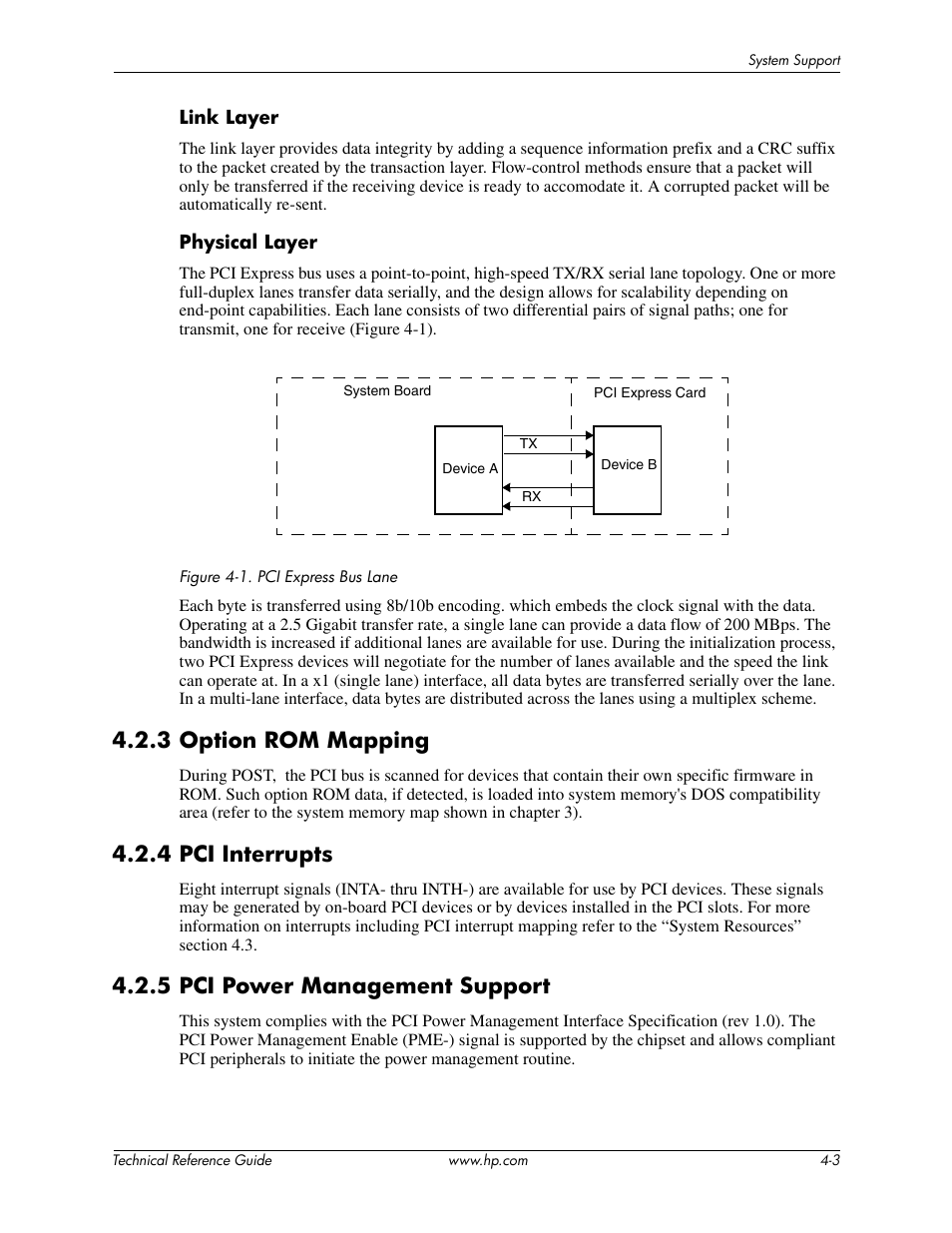 3 option rom mapping, 4 pci interrupts, 5 pci power management support | HP DC5850 User Manual | Page 37 / 114