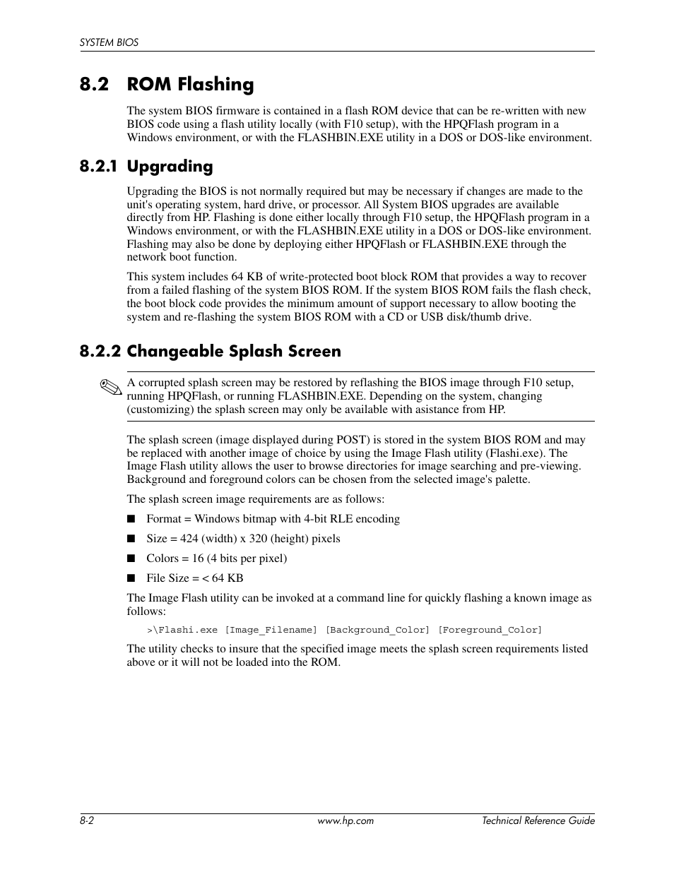 2 rom flashing, 1 upgrading, 2 changeable splash screen | HP DC5850 User Manual | Page 86 / 114