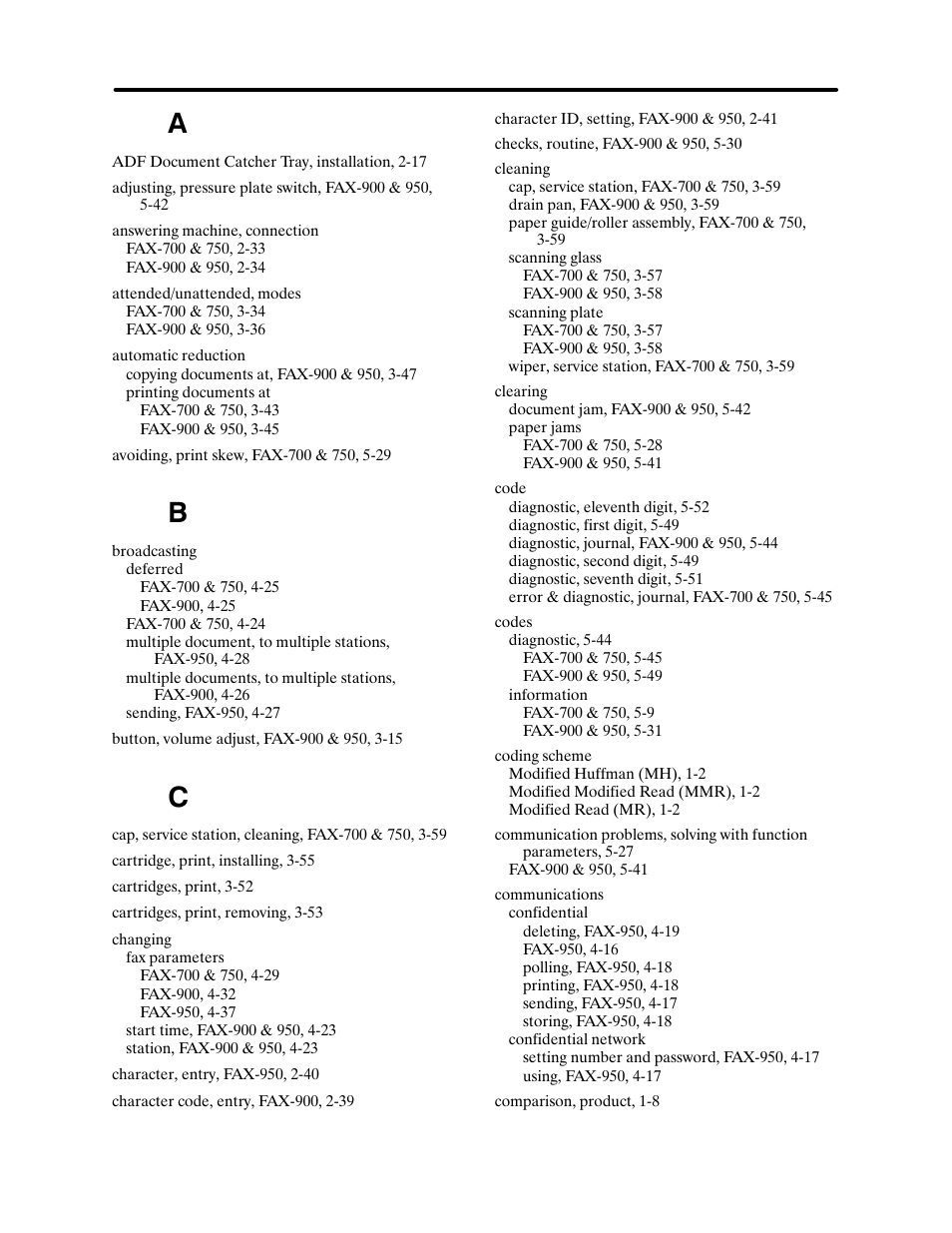 Index | HP FACSIMILE MACHINE HP FAX-700 User Manual | Page 283 / 292