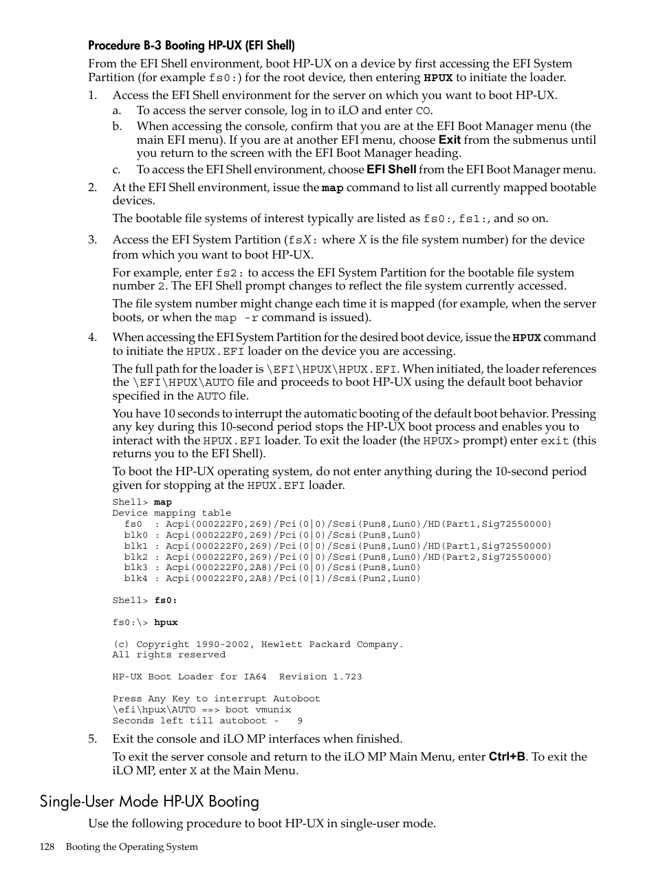 Single-user mode hp-ux booting | HP AD117-9003A-ED3 User Manual | Page 128 / 177